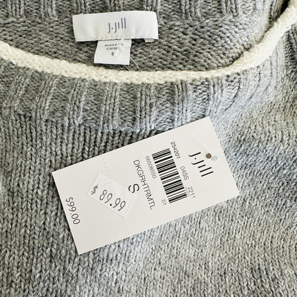 J Jill Sweater Womens Small Gray Chenille Snowflake Intarsia Holiday Rustic Cozy - Picture 6 of 7